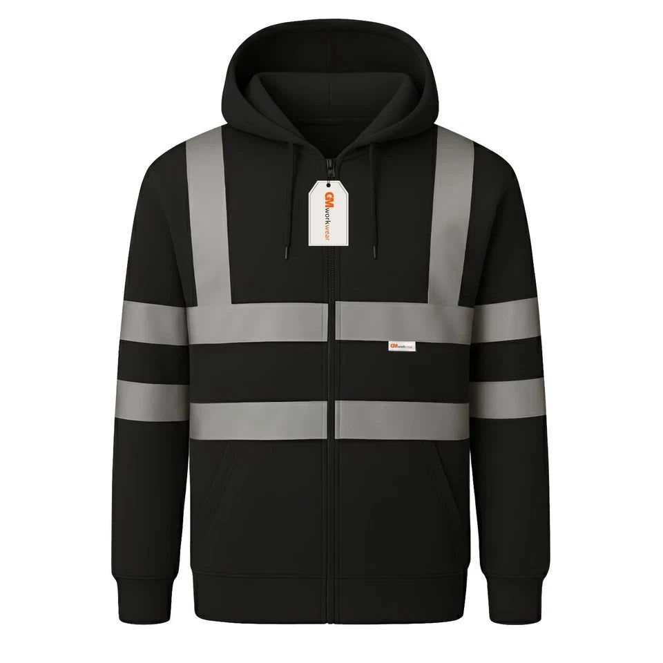 Hi Vis Zip-Up Hoodie – Reflective Safety Work Hoodie