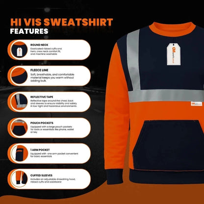Hi Vis Reflective Sweatshirt 1 Stripe 2 Stripe