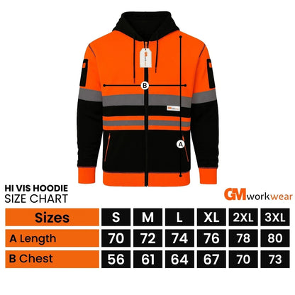 Hi Vis Reflective Hoodie Jacket Zip Up Hoodie
