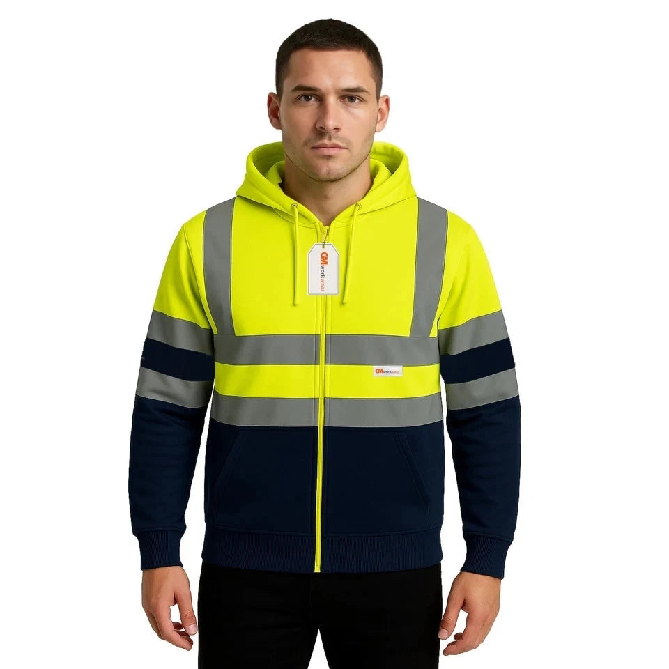 Hi Vis Zip-Up Hoodie – Reflective Safety Work Hoodie