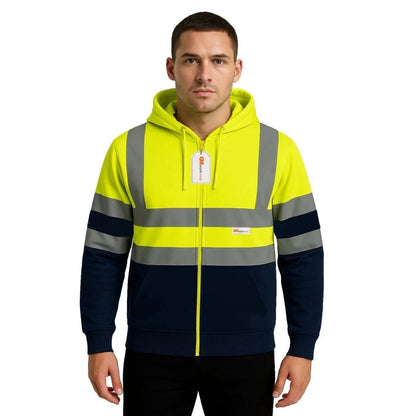 Hi Vis Zip-Up Hoodie – Reflective Safety Work Hoodie