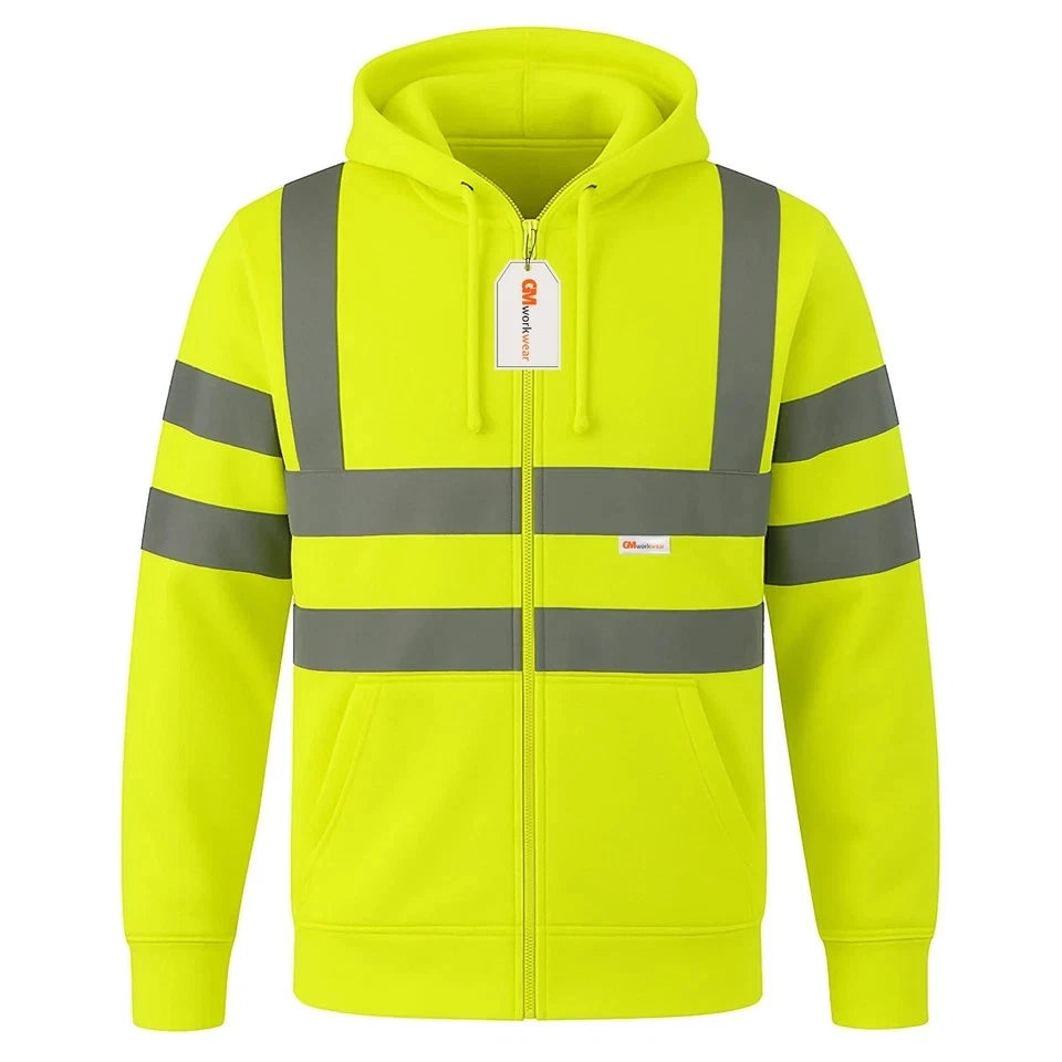 Hi Vis Zip-Up Hoodie – Reflective Safety Work Hoodie