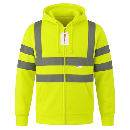 Hi Vis Zip-Up Hoodie – Reflective Safety Work Hoodie