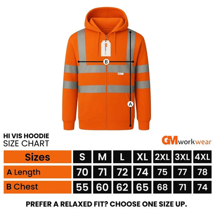 Hi Vis Zip-Up Hoodie – Reflective Safety Work Hoodie