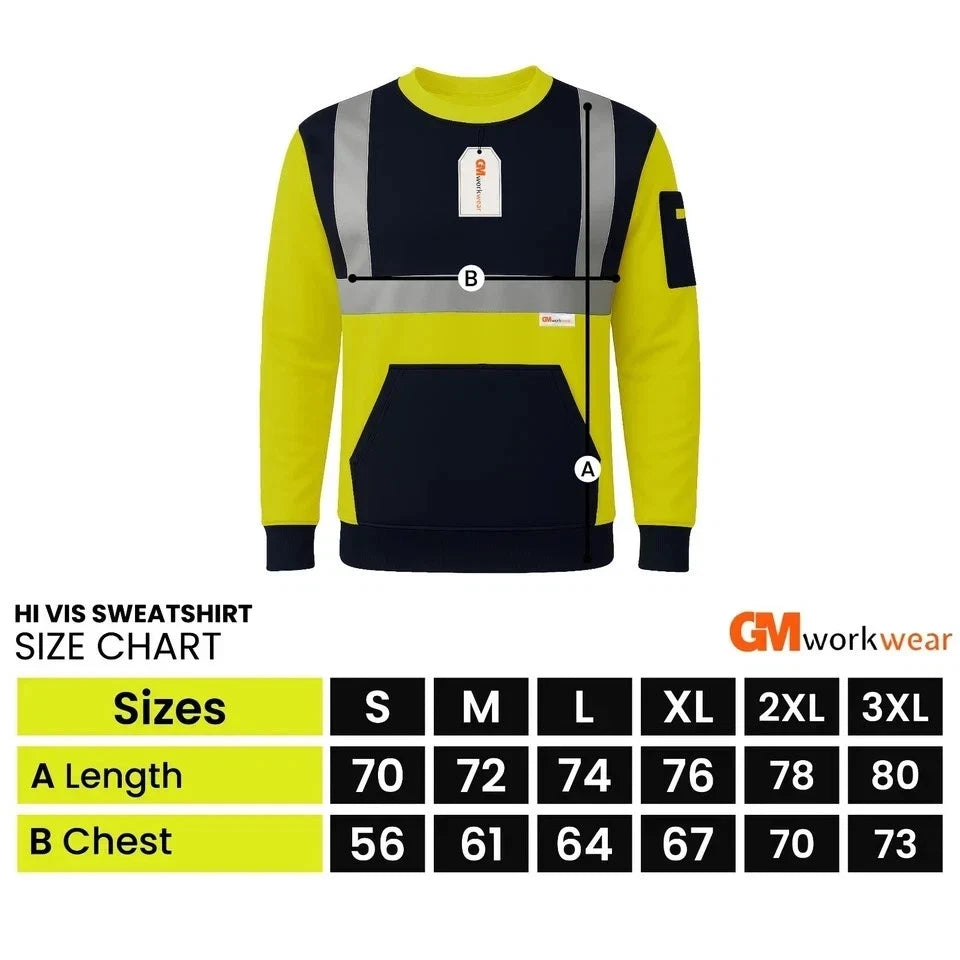 Hi Vis Reflective Sweatshirt 1 Stripe 2 Stripe