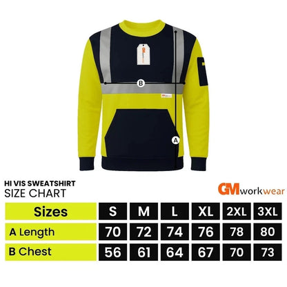 Hi Vis Reflective Sweatshirt 1 Stripe 2 Stripe