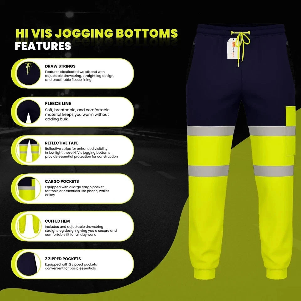 Hi Vis Jogging Bottoms Safety Work Joggers