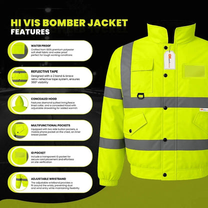 Hi Vis Reflective Bomber Jacket Waterproof