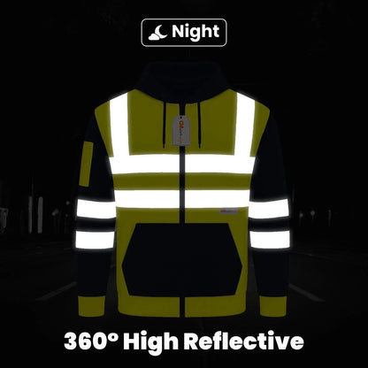 Hi Vis Reflective Hoodie Jacket Zip Up Hoodie