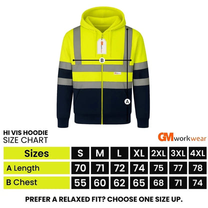 Hi Vis Zip-Up Hoodie – Reflective Safety Work Hoodie