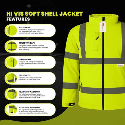 Hi Vis Reflective Soft Shell Jacket Safety Work Jacket