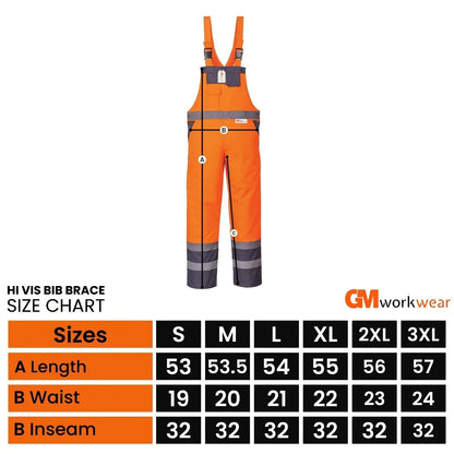 Hi Vis Reflective  Bib and Brace Waterproof Dungarees