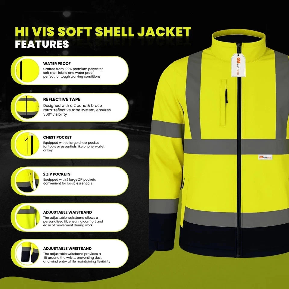 Hi Vis Reflective Soft Shell Jacket Safety Work Jacket