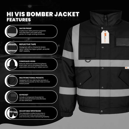 Hi Vis Reflective Bomber Jacket Waterproof
