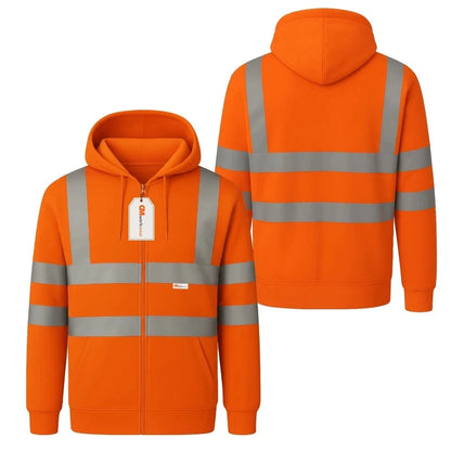 Hi Vis Zip-Up Hoodie – Reflective Safety Work Hoodie