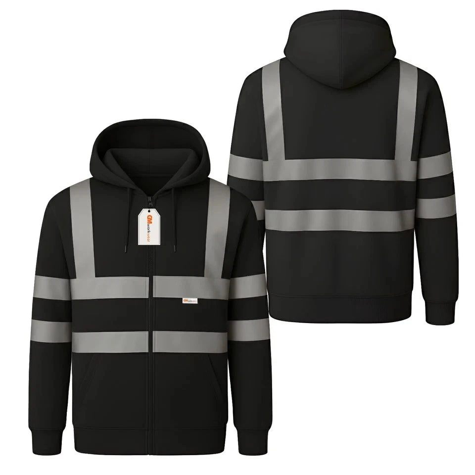 Hi Vis Zip-Up Hoodie – Reflective Safety Work Hoodie