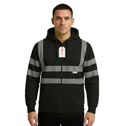 Hi Vis Zip-Up Hoodie – Reflective Safety Work Hoodie