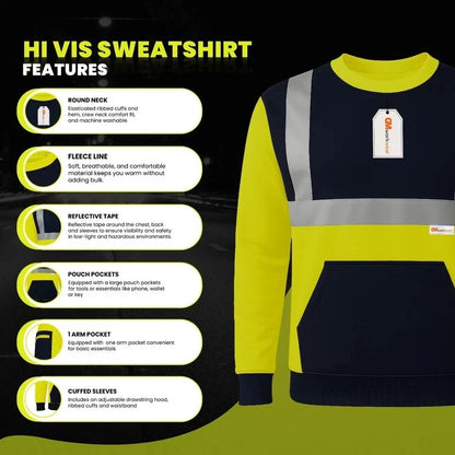 Hi Vis Reflective Sweatshirt 1 Stripe 2 Stripe