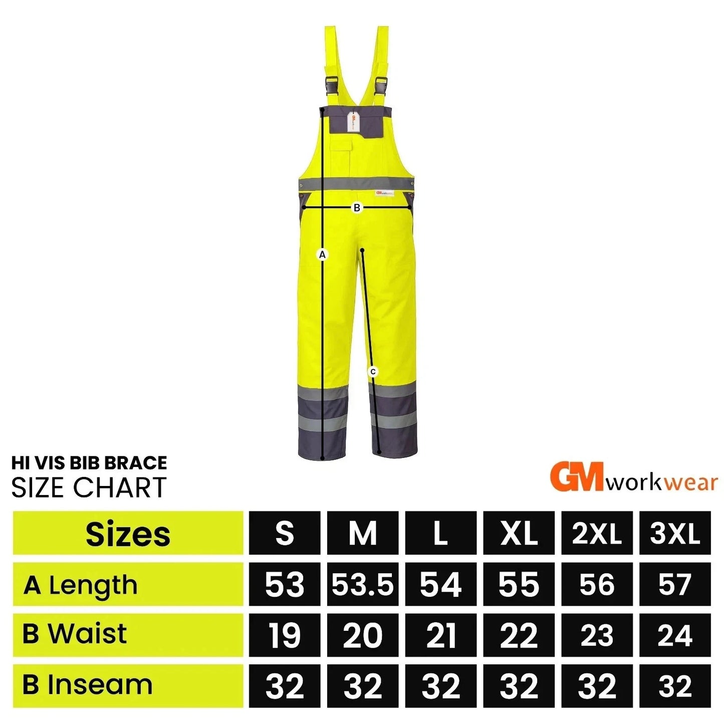 Hi Vis Reflective  Bib and Brace Waterproof Dungarees