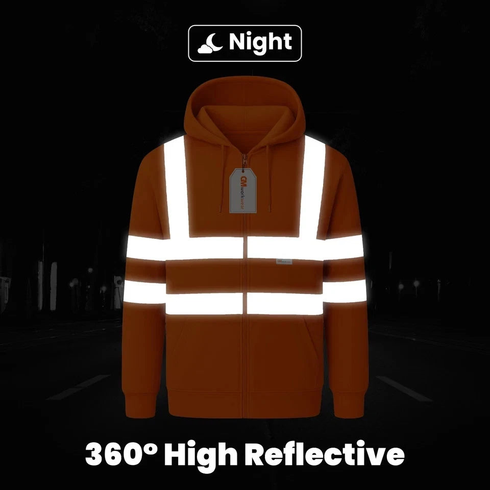 Hi Vis Zip-Up Hoodie – Reflective Safety Work Hoodie