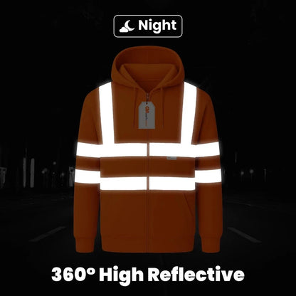 Hi Vis Zip-Up Hoodie – Reflective Safety Work Hoodie