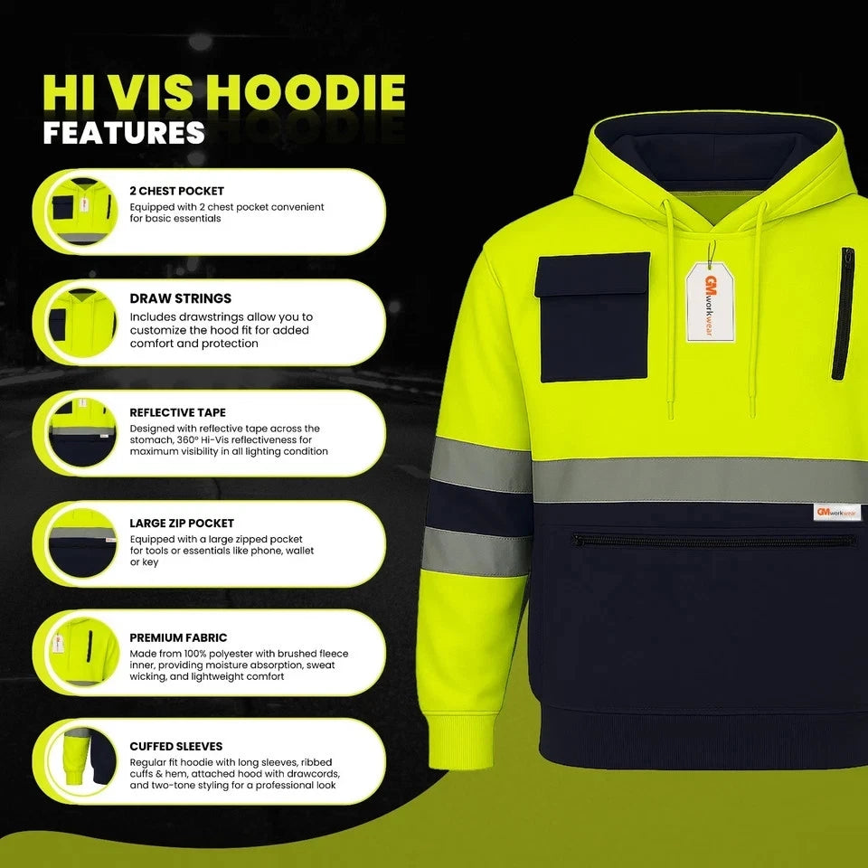 High Visibility Zip Pocket Hoodie