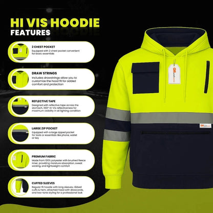 High Visibility Zip Pocket Hoodie