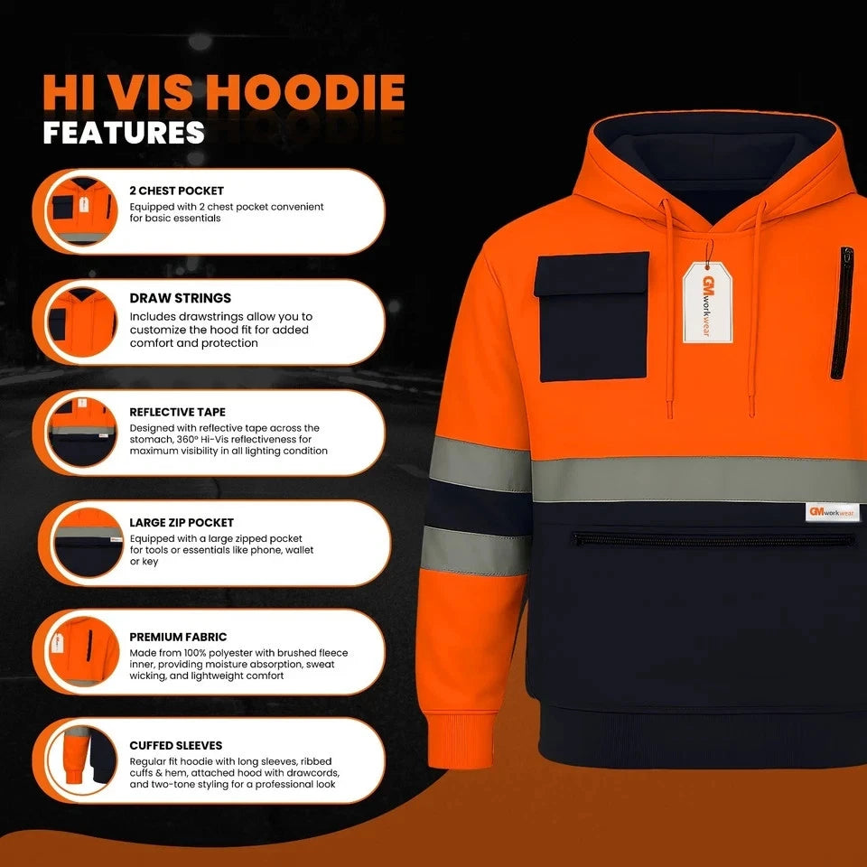 High Visibility Zip Pocket Hoodie