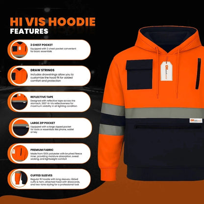 High Visibility Zip Pocket Hoodie
