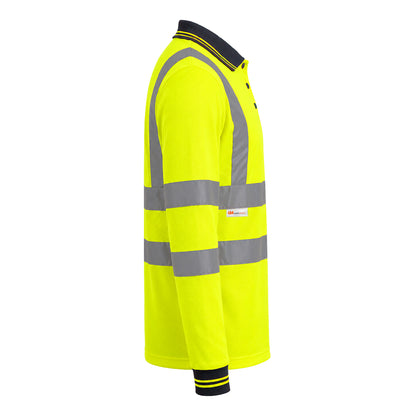 GM Workwear High Visibility Long Sleeve Polo Shirt