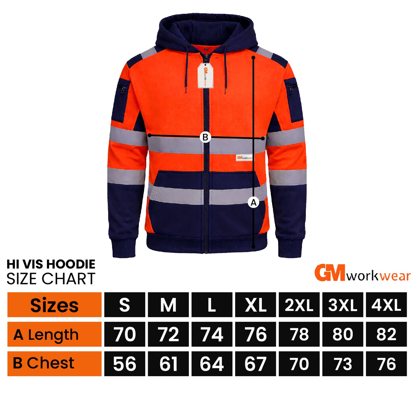 High Visibility Reflective Zip Up Hoodie